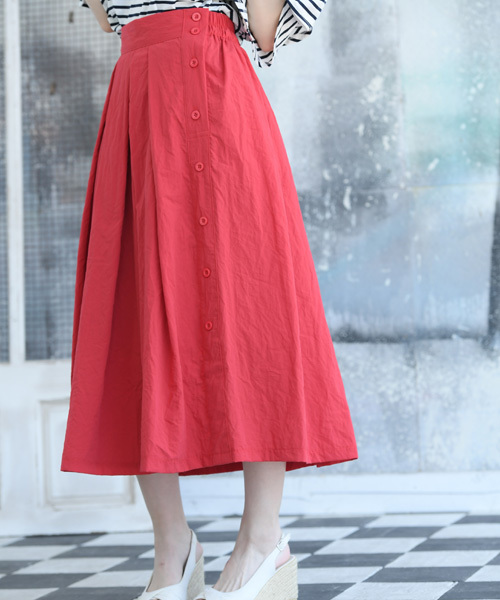 rps(アールピーエス)の「綿ワッシャー横釦スカート(スカート・レディース・レッド/ネイビー/ストライプ・M)」の8枚目の写真