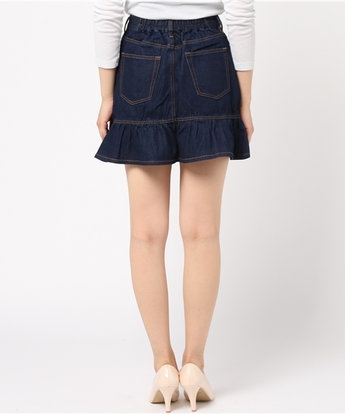 WEGO（ウィゴー）の「WEGO/フリルミニスカート（デニムスカート・レディース・インディゴブルー/ダークインディゴブルー・FREE）」の5枚目の写真