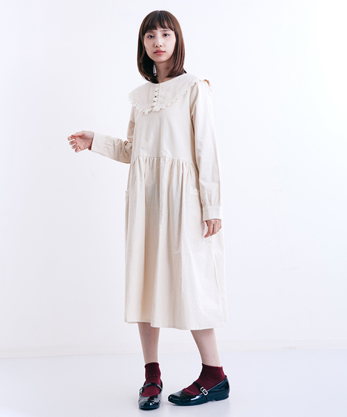 MERLOT(メルロー)の「レーストリミングビッグカラーワンピース7139(ワンピース・レディース・ブラック/ワイン/アイボリー・FREE)」の14枚目の写真