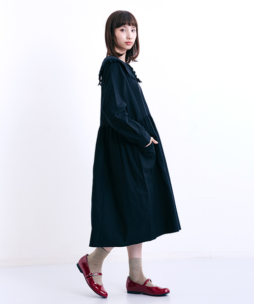 MERLOT(メルロー)の「レーストリミングビッグカラーワンピース7139(ワンピース・レディース・ブラック/ワイン/アイボリー・FREE)」の16枚目の写真