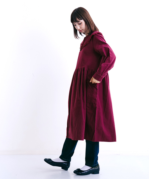 MERLOT(メルロー)の「レーストリミングビッグカラーワンピース7139(ワンピース・レディース・ブラック/ワイン/アイボリー・FREE)」の18枚目の写真