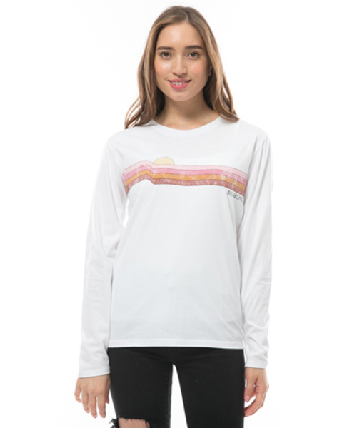 BILLABONG（ビラボン）の「【直営店限定】BILLABONG レディース レインボーラインロンＴ（Tシャツ/カットソー・レディース・ブルー/ピンク/ホワイト・LARGE/MEDIUM）」の2枚目の写真