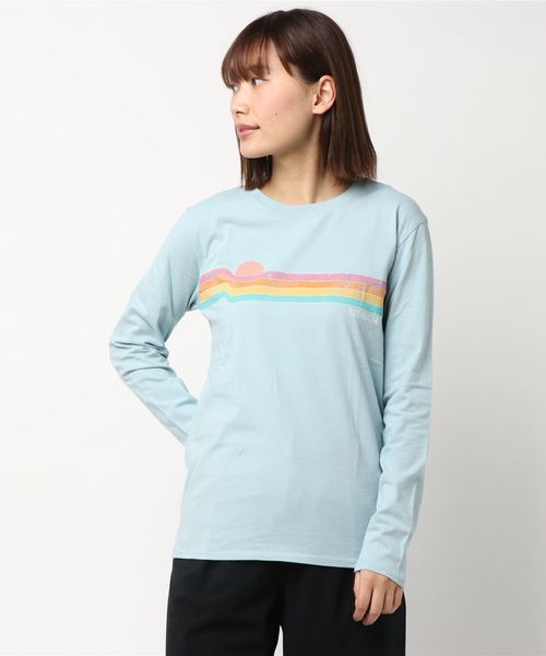BILLABONG（ビラボン）の「【直営店限定】BILLABONG レディース レインボーラインロンＴ（Tシャツ/カットソー・レディース・ブルー/ピンク/ホワイト・LARGE/MEDIUM）」の7枚目の写真