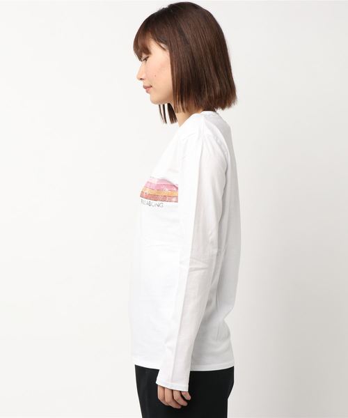 BILLABONG（ビラボン）の「【直営店限定】BILLABONG レディース レインボーラインロンＴ（Tシャツ/カットソー・レディース・ブルー/ピンク/ホワイト・LARGE/MEDIUM）」の4枚目の写真