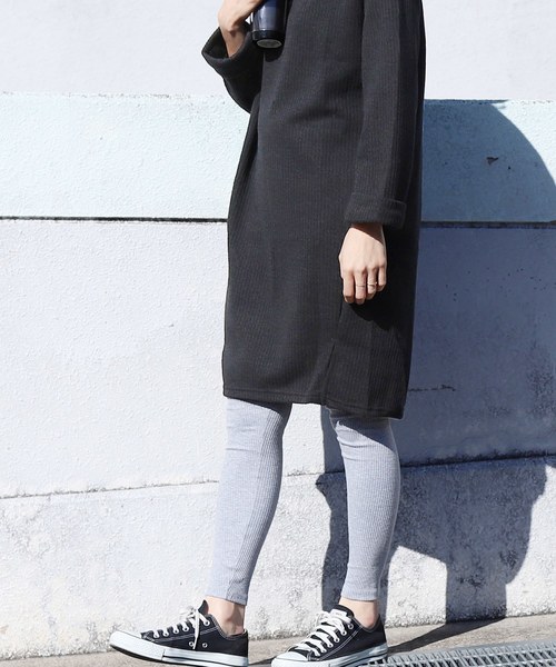 reca(レカ)の「ふんわりソフトタッチ◇スリットリブニットロングカットソー(ワンピース・レディース・ベージュ/ピンク/ブラック/チャコールグレー・FREE)」の19枚目の写真