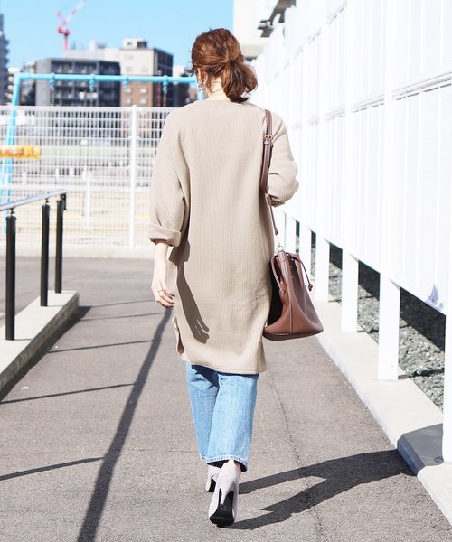 reca(レカ)の「ふんわりソフトタッチ◇スリットリブニットロングカットソー(ワンピース・レディース・ベージュ/ピンク/ブラック/チャコールグレー・FREE)」の16枚目の写真