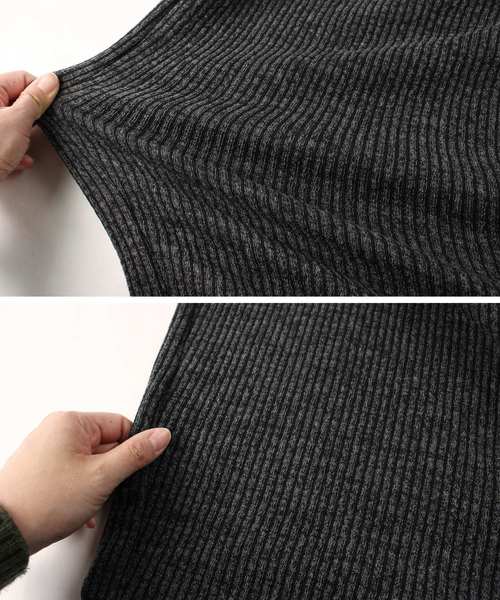 reca(レカ)の「ふんわりソフトタッチ◇スリットリブニットロングカットソー(ワンピース・レディース・ベージュ/ピンク/ブラック/チャコールグレー・FREE)」の6枚目の写真