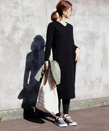 reca | オールシーズンOK!楽ちんおしゃれ ◇Vネックスウェットリラックスロングワンピース【2018 S/S】(ワンピース)