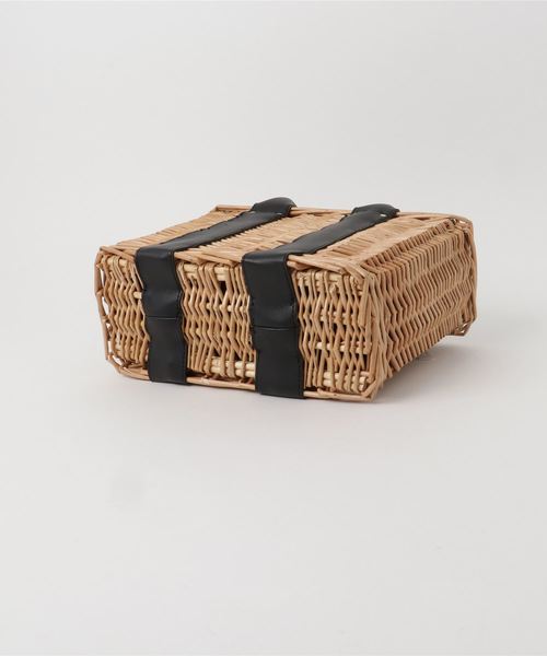 natural couture（ナチュラルクチュール）の「スクエア型柳トート（ショルダーバッグ・レディース・ブラック/ホワイト・FREE）」の6枚目の写真