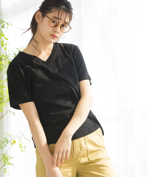 WEGO(ウィゴー)の「WEGO/デイリーVネックTシャツ(Tシャツ/カットソー・レディース・ホワイト系その他5/ベージュ/イエロー/ホワイト/ブラック・LARGE/MEDIUM)」の3枚目の写真