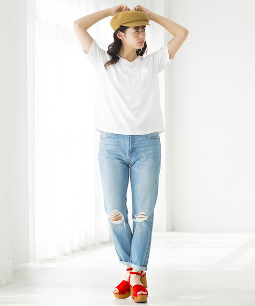 WEGO(ウィゴー)の「WEGO/デイリーVネックTシャツ(Tシャツ/カットソー・レディース・ホワイト系その他5/ベージュ/イエロー/ホワイト/ブラック・LARGE/MEDIUM)」の12枚目の写真