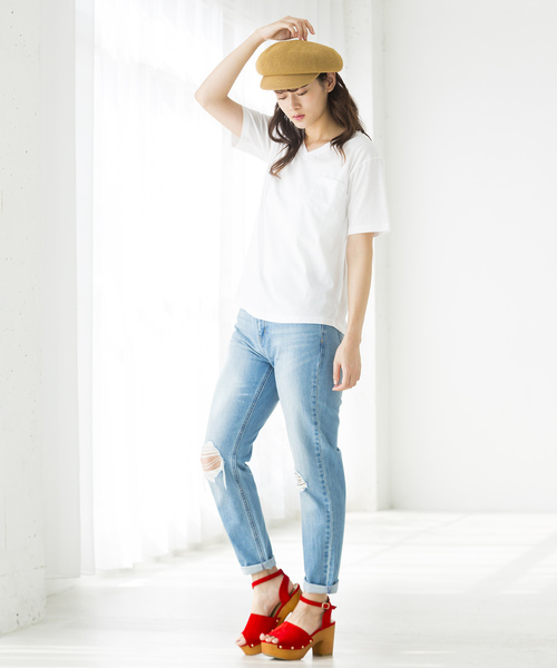 WEGO(ウィゴー)の「WEGO/デイリーVネックTシャツ(Tシャツ/カットソー・レディース・ホワイト系その他5/ベージュ/イエロー/ホワイト/ブラック・LARGE/MEDIUM)」の15枚目の写真