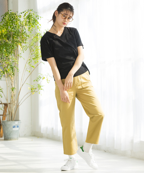 WEGO(ウィゴー)の「WEGO/デイリーVネックTシャツ(Tシャツ/カットソー・レディース・ホワイト系その他5/ベージュ/イエロー/ホワイト/ブラック・LARGE/MEDIUM)」の22枚目の写真