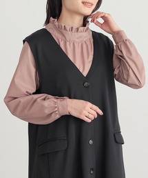 フリルスタンドカラーブラウス