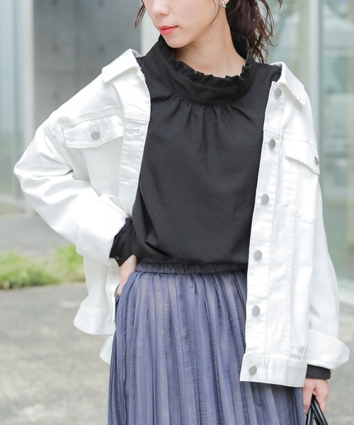 n'OrLABEL（ノアールレーベル）の「『フリルスタンドカラーブラウス』（シャツ/ブラウス・レディース・ホワイト/ブラック/ネイビー/グリーン/マスタード/スモークピンク/ピンク系その他・2/1）」の12枚目の写真