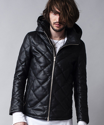 NO ID. | mj5710-レザーキルティングダウンフーデッドＢＬＺ ブルゾン(ブルゾン)