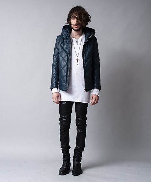 NO ID.（ノーアイディ）の「mj5710-レザーキルティングダウンフーデッドＢＬＺ ブルゾン（ブルゾン・メンズ・ワイン/ネイビー/ブラック・1/2/3）」の5枚目の写真