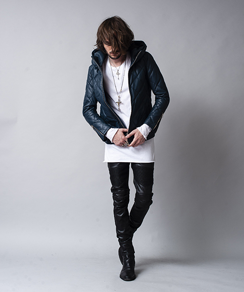 NO ID.（ノーアイディ）の「mj5710-レザーキルティングダウンフーデッドＢＬＺ ブルゾン（ブルゾン・メンズ・ワイン/ネイビー/ブラック・1/2/3）」の7枚目の写真