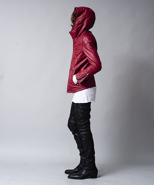 NO ID.（ノーアイディ）の「mj5710-レザーキルティングダウンフーデッドＢＬＺ ブルゾン（ブルゾン・メンズ・ワイン/ネイビー/ブラック・1/2/3）」の12枚目の写真