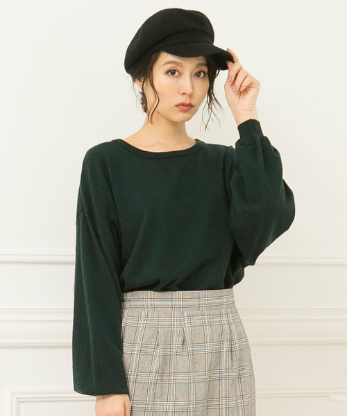 KOBE LETTUCE（コウベレタス）の「ボックスシルエット×ドルマンスリーブニットトップス＊レディース/セーター[C3364]神戸レタス（ニット/セーター・レディース・アイボリー/ピンク/パープル/グリーン/ブラック・FREE）」の4枚目の写真