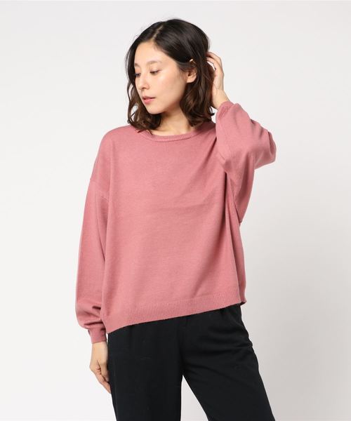 KOBE LETTUCE（コウベレタス）の「ボックスシルエット×ドルマンスリーブニットトップス＊レディース/セーター[C3364]神戸レタス（ニット/セーター・レディース・アイボリー/ピンク/パープル/グリーン/ブラック・FREE）」の5枚目の写真