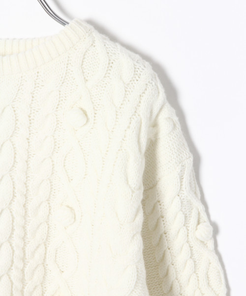 GLOBAL WORK（グローバルワーク）の「【キッズ】ポンポンケーブルニット/801563（ニット/セーター・キッズ・ホワイト/ベージュ/ライトピンク/ライトブルー・SMALL/MEDIUM/LARGE/X-LARGE/XX-LARGE）」の12枚目の写真
