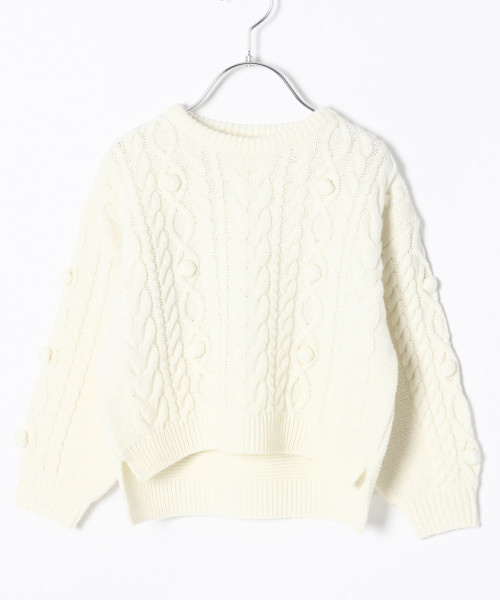 GLOBAL WORK（グローバルワーク）の「【キッズ】ポンポンケーブルニット/801563（ニット/セーター・キッズ・ホワイト/ベージュ/ライトピンク/ライトブルー・SMALL/MEDIUM/LARGE/X-LARGE/XX-LARGE）」の8枚目の写真