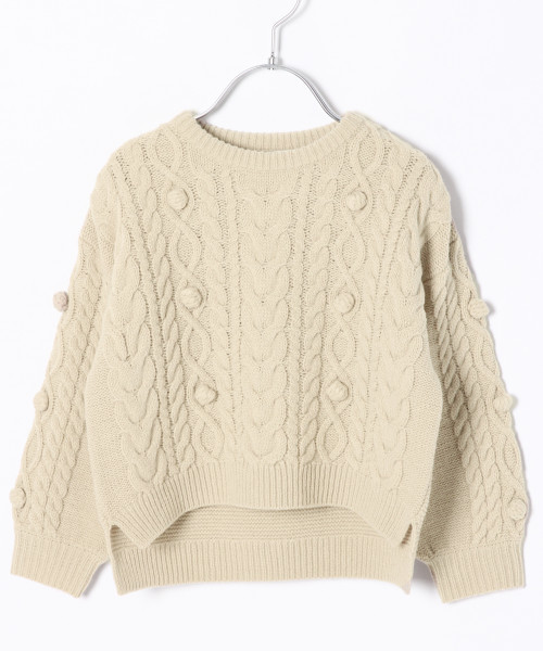 GLOBAL WORK（グローバルワーク）の「【キッズ】ポンポンケーブルニット/801563（ニット/セーター・キッズ・ホワイト/ベージュ/ライトピンク/ライトブルー・SMALL/MEDIUM/LARGE/X-LARGE/XX-LARGE）」の7枚目の写真