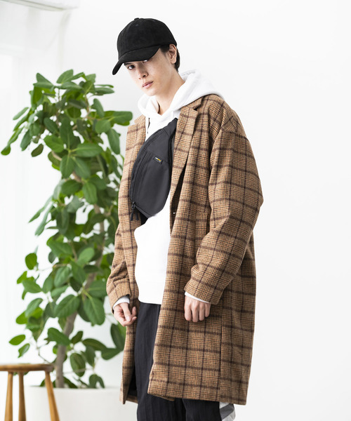 WEGO（ウィゴー）の「WEGO/チェックオーバーコート（チェスターコート・メンズ・ブラウン系その他2/グレー系その他2/ブルー系その他・MEDIUM/LARGE）」の18枚目の写真