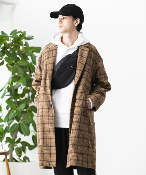 WEGO（ウィゴー）の「WEGO/チェックオーバーコート（チェスターコート・メンズ・ブラウン系その他2/グレー系その他2/ブルー系その他・MEDIUM/LARGE）」の19枚目の写真