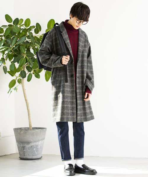 WEGO（ウィゴー）の「WEGO/チェックオーバーコート（チェスターコート・メンズ・ブラウン系その他2/グレー系その他2/ブルー系その他・MEDIUM/LARGE）」の21枚目の写真