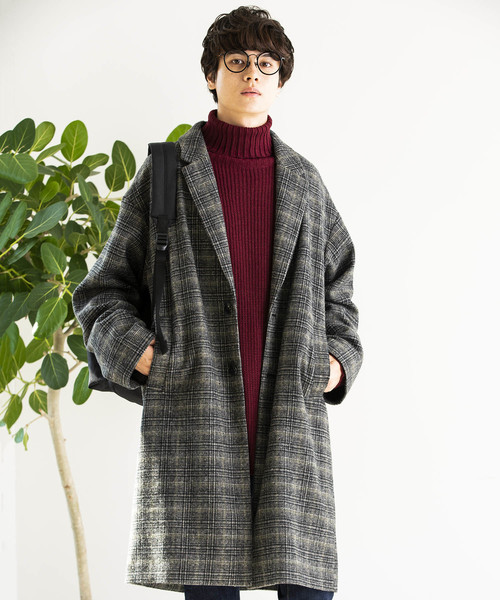 WEGO（ウィゴー）の「WEGO/チェックオーバーコート（チェスターコート・メンズ・ブラウン系その他2/グレー系その他2/ブルー系その他・MEDIUM/LARGE）」の20枚目の写真