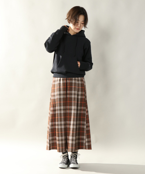 notch.（ノッチ）の「チェックタックロングスカート（スカート・レディース・ブラウン/グリーン・M/L）」の8枚目の写真