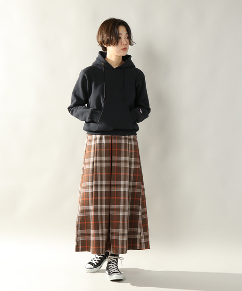 notch.（ノッチ）の「チェックタックロングスカート（スカート・レディース・ブラウン/グリーン・M/L）」の7枚目の写真