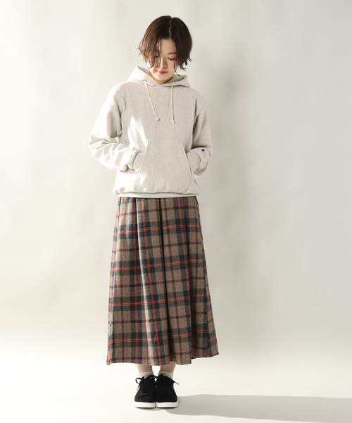 notch.（ノッチ）の「チェックタックロングスカート（スカート・レディース・ブラウン/グリーン・M/L）」の6枚目の写真