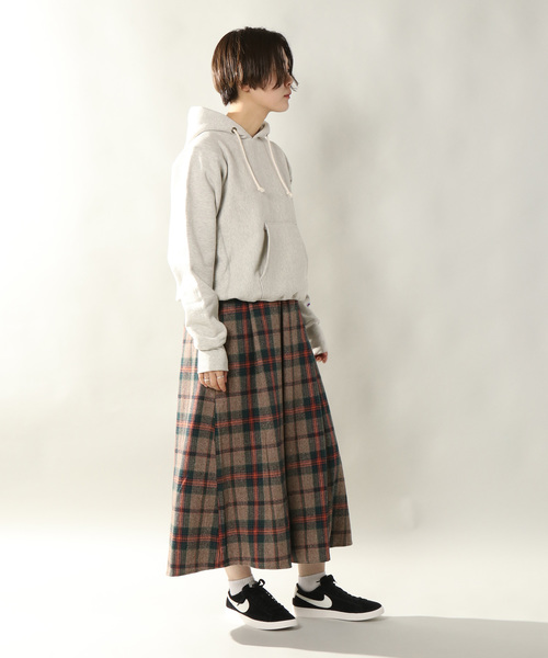 notch.（ノッチ）の「チェックタックロングスカート（スカート・レディース・ブラウン/グリーン・M/L）」の5枚目の写真