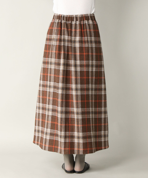 notch.（ノッチ）の「チェックタックロングスカート（スカート・レディース・ブラウン/グリーン・M/L）」の11枚目の写真