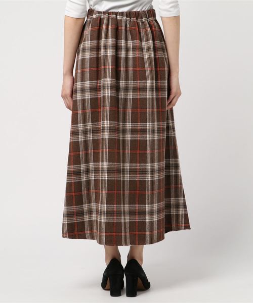 notch.（ノッチ）の「チェックタックロングスカート（スカート・レディース・ブラウン/グリーン・M/L）」の4枚目の写真