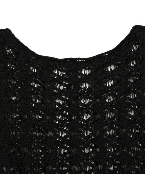 Ray BEAMS(レイビームス)の「RBS / スカシ柄 フリンジ ノースリーブ ニット(ニット/セーター・レディース・ブラック/ベージュ・ONE SIZE)」の8枚目の写真