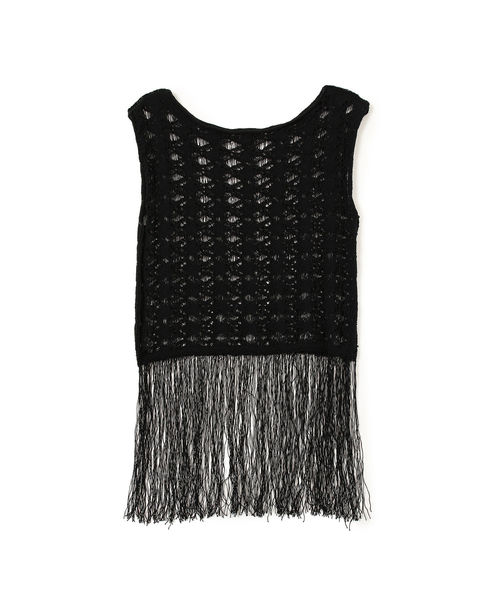 Ray BEAMS(レイビームス)の「RBS / スカシ柄 フリンジ ノースリーブ ニット(ニット/セーター・レディース・ブラック/ベージュ・ONE SIZE)」の11枚目の写真