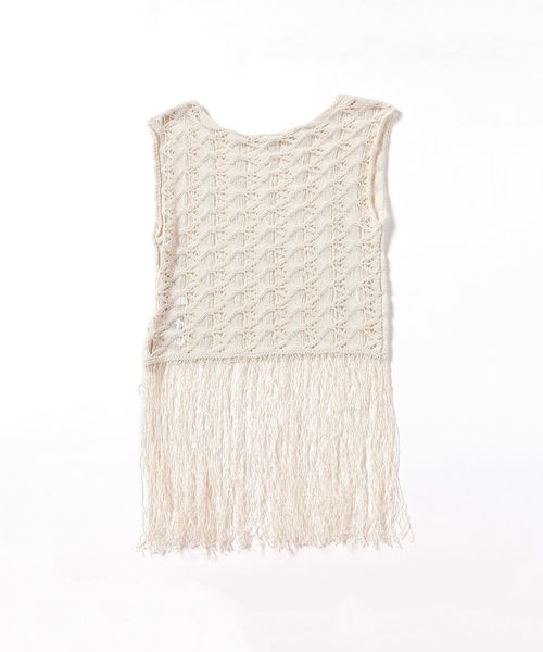 Ray BEAMS(レイビームス)の「RBS / スカシ柄 フリンジ ノースリーブ ニット(ニット/セーター・レディース・ブラック/ベージュ・ONE SIZE)」の16枚目の写真