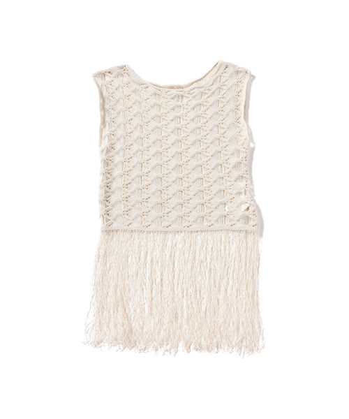 Ray BEAMS(レイビームス)の「RBS / スカシ柄 フリンジ ノースリーブ ニット(ニット/セーター・レディース・ブラック/ベージュ・ONE SIZE)」の18枚目の写真