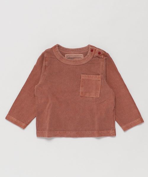 BIG FIELD(ビッグフィールド)の「ピグメントダイポケットロンT(80〜120cm)(Tシャツ/カットソー)」|ピンク