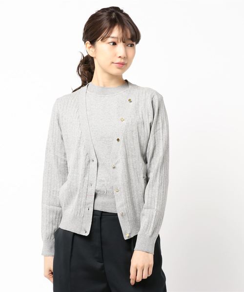 YECCA VECCA（イェッカヴェッカ）の「P.アンサンブルニット（カーディガン/ボレロ・レディース・ホワイト/ブラック/ピンク/イエロー/ブルー/杢グレー・FREE）」の4枚目の写真