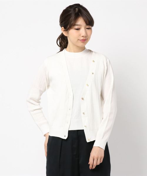 YECCA VECCA（イェッカヴェッカ）の「P.アンサンブルニット（カーディガン/ボレロ・レディース・ホワイト/ブラック/ピンク/イエロー/ブルー/杢グレー・FREE）」の2枚目の写真