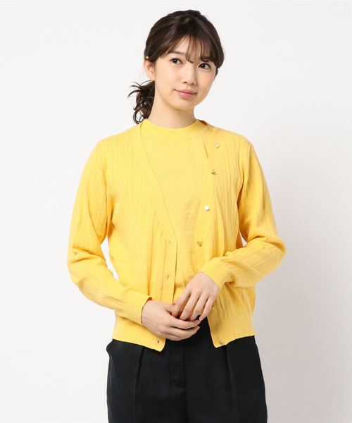 YECCA VECCA（イェッカヴェッカ）の「P.アンサンブルニット（カーディガン/ボレロ・レディース・ホワイト/ブラック/ピンク/イエロー/ブルー/杢グレー・FREE）」の6枚目の写真