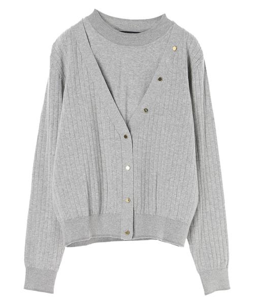 YECCA VECCA（イェッカヴェッカ）の「P.アンサンブルニット（カーディガン/ボレロ・レディース・ホワイト/ブラック/ピンク/イエロー/ブルー/杢グレー・FREE）」の9枚目の写真