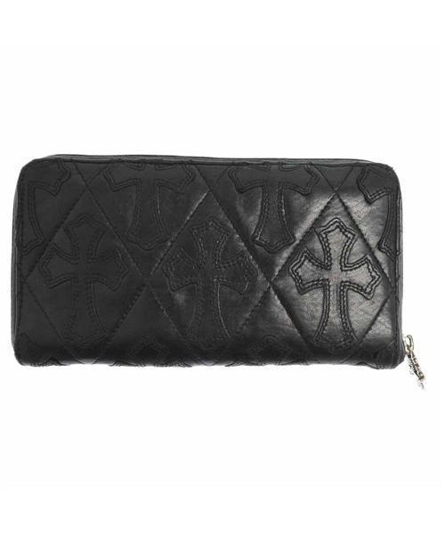 クロムハーツ　キルティング　長財布 良好 定価25万 CHROME HEARTS クロムハーツ WAVE レザー キルティング
