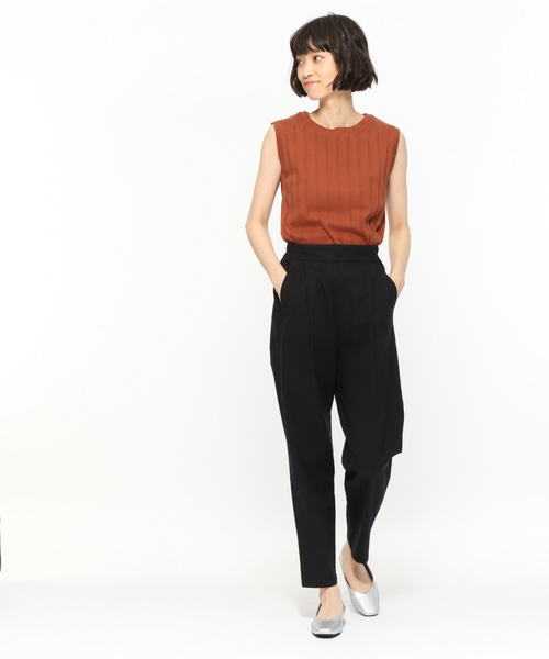 LAKOLE（ラコレ）の「ワイドリブスリーブレスTシャツ / LAKOLE（タンクトップ・レディース・ベージュ/ブラウン/キャメル/レッド/ブラック/オフホワイト・SMALL/MEDIUM）」の12枚目の写真