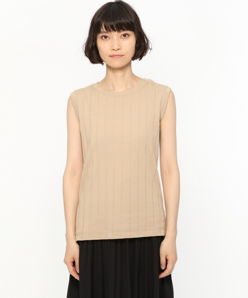 LAKOLE（ラコレ）の「ワイドリブスリーブレスTシャツ / LAKOLE（タンクトップ・レディース・ベージュ/ブラウン/キャメル/レッド/ブラック/オフホワイト・SMALL/MEDIUM）」の18枚目の写真